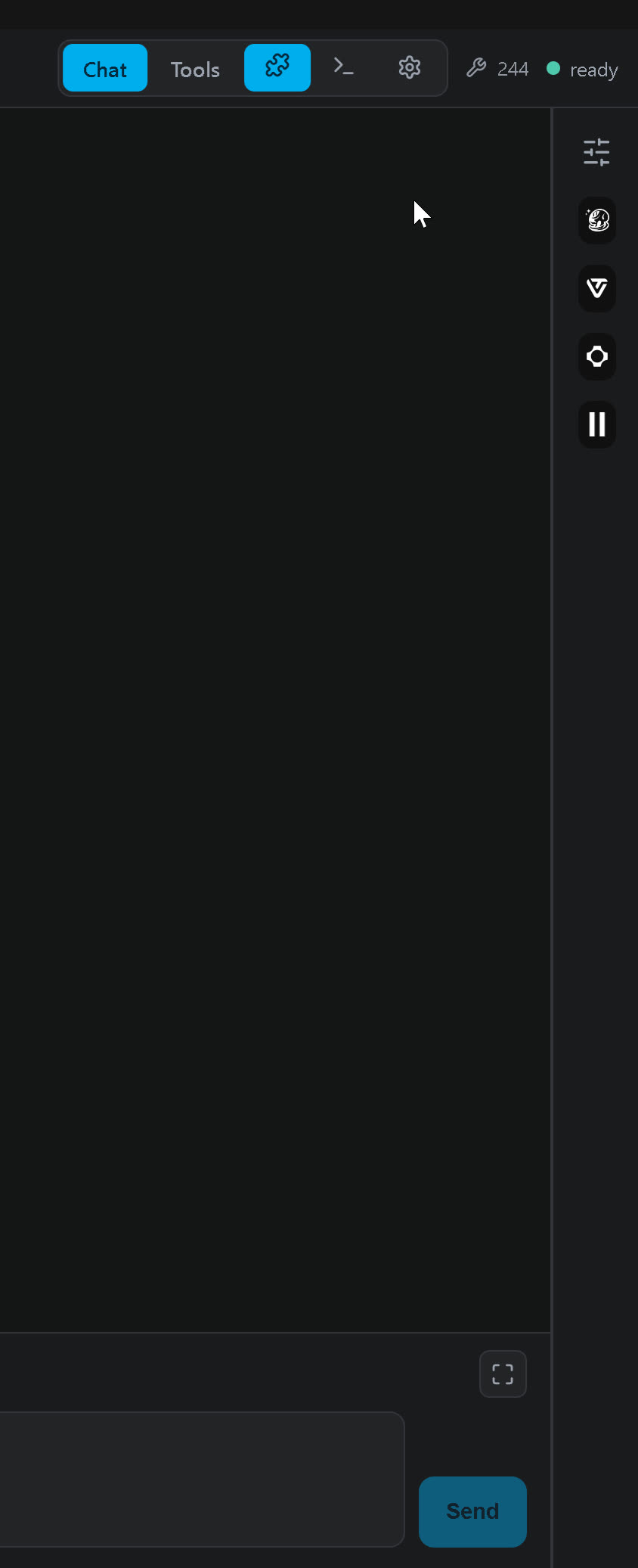 The right dock collapsed to a thin rail of provider icons